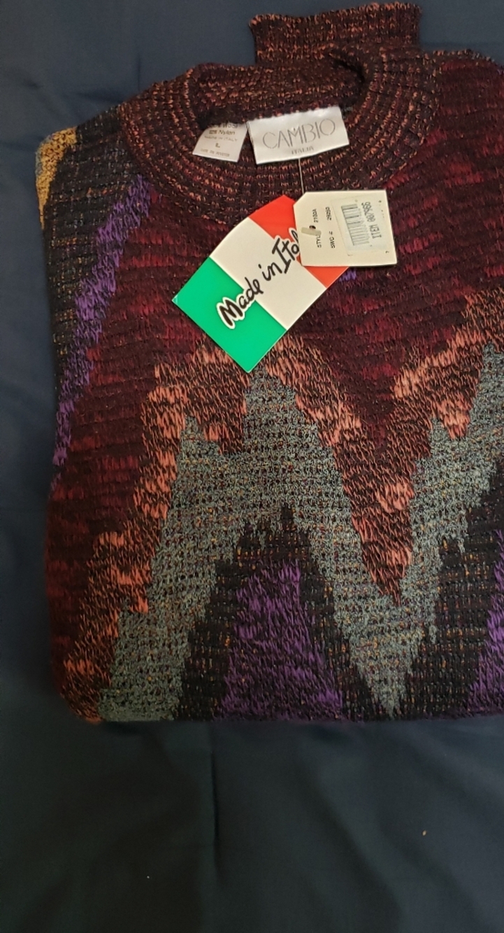 NWT- Vintage CAMBIO Multicolor Knit Sweater - Burgundy & Purple